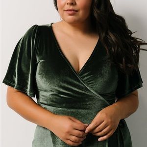 Baltic Born, XXXL, Olive Green Velvet Wrap Dress
